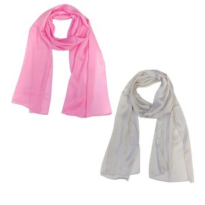 Wrapables Lightweight Silky Satin Solid Colored Scarf (Set of 2), Pink and Taupe - 1 of 4