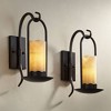 Rustic Wall Light Sconces Set of 2 Espresso Bronze Hardwire 6 1/2" Fixture Faux Candle for Bedroom Bedside Living Room Hallway - 2 of 4
