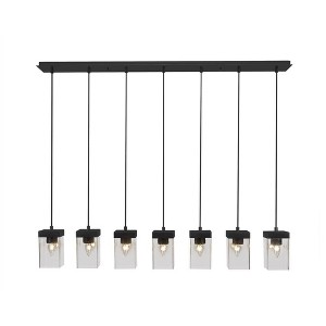 Toltec Lighting Nouvelle 7 - Light Chandelier in  Espresso with 4" Square Clear Bubble Shade - 1 of 1