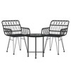 vidaXL Bistro Set Outdoor Patio Balcony Table and Chairs Rattan Look 3 Piece - Black - 3 of 4