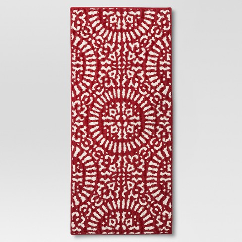 1 8 X 3 9 Red Medallion Kitchen Rug Threshold Target