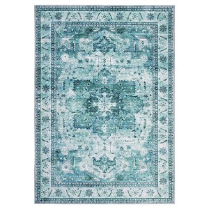 Washable Area Rug 4'x6' Vintage Traditional Floor Cover Foldable Thin Rugs Low Pile Soft Floral Medallion Vintage Design for Bedroom Living Room - 1 of 4