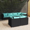 vidaXL 7 Piece Patio Lounge Set - Stylish and Durable Outdoor Furniture with Cushions, Black Poly Rattan Design, Ideal for Garden - 2 of 4