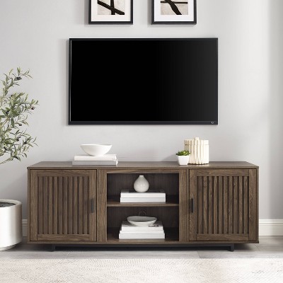 Silas 64" Black Mid-Century Modern TV Stand with Cabinet