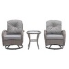 3-Piece Outdoor Swivel Rocker Patio Chairs Set with Cushions and Glass Table, Patio Small Space Chat Sets for Balcony or Backyard-The Pop Home - 2 of 4