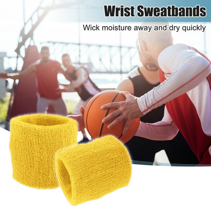 Unique Bargains Wrist Sweat bands Wristbands for Sport Absorbing Cotton Terry Cloth 3.15" 1 Pair, 2 of 7