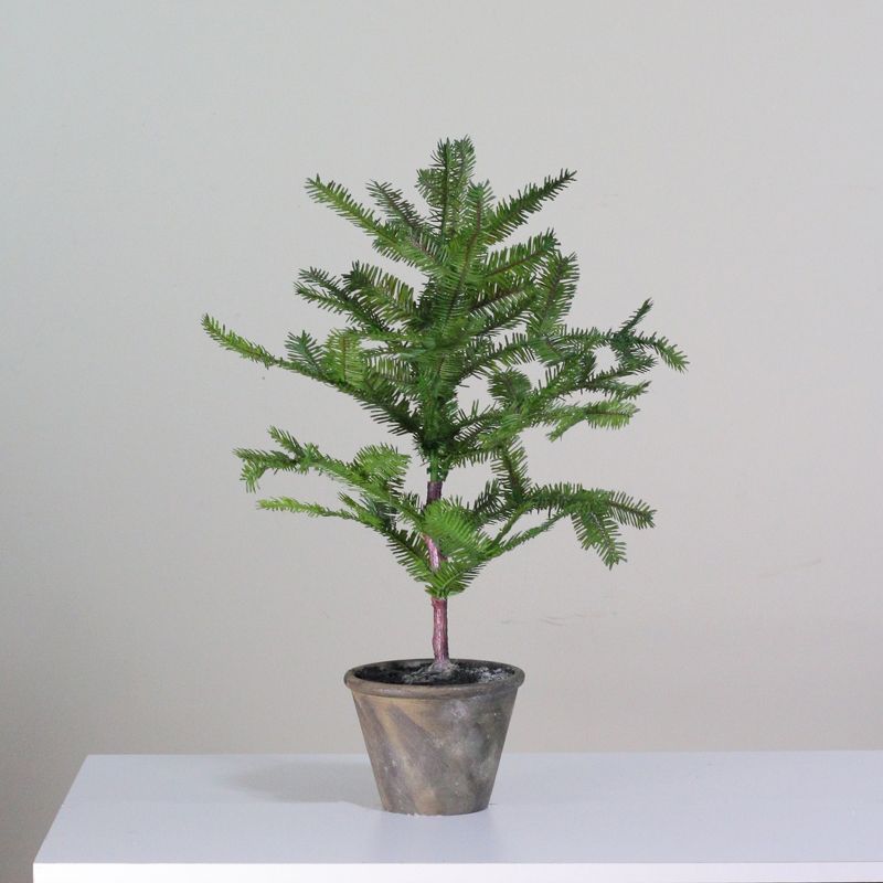 Allstate Floral 22" Green Artificial Mini Pine Tree in Paper Mache Pot, 2 of 4