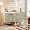Hommoo Modern Rattan Dresser 6 Drawer Dressers Chests of Drawers for Bedroom Green - 4 of 4