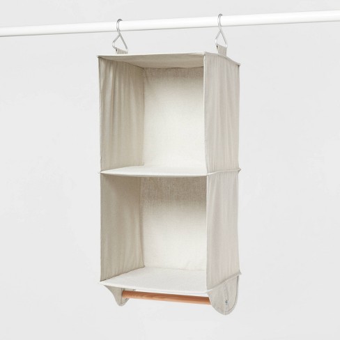 mDesign Fabric Over Rod Hanging Closet Storage Organizers, Set of 2 -  Gray/Black