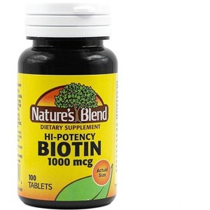 Nature’s Blend Biotin 1000 mcg High Potency Tablets Supports Healthy Hair, Skin, Nails & Metabolism, 100 Count - 1 of 4
