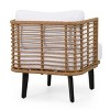 Nic Outdoor Wicker Club Chair with Cushion - Light Brown/White - Christopher Knight Home: UV & Water-Resistant Patio Accent Chair - 3 of 4