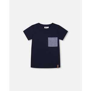 Deux par Deux Boy Short Sleeve Tee with Pocket Navy Blue - 1 of 3
