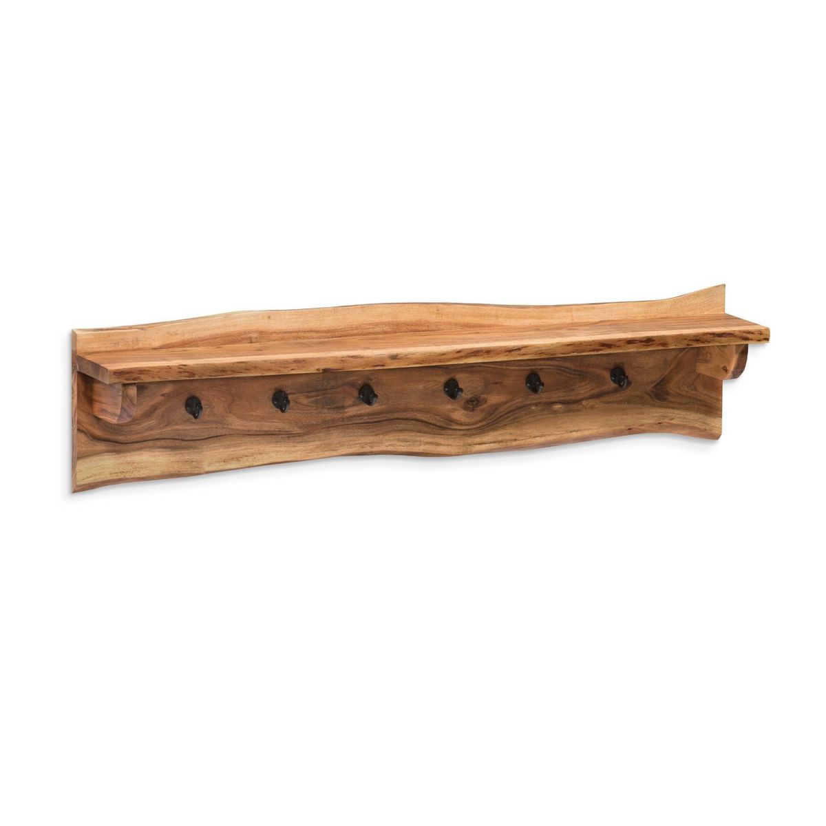 Alaterre Furniture Alpine Natural Brown Live Edge Wood Coat Hooks with Shelf - thumbnail 7