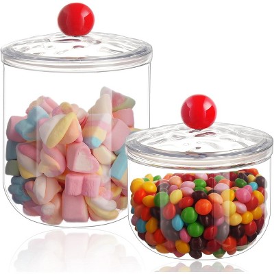2 Pack Candy Jars with Lids - 47 & 30 OZ Clear Plastic Cookie Storage Containers Airtight