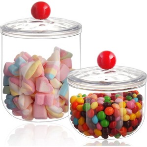 2 Pack Candy Jars with Lids - 47 & 30 OZ Clear Plastic Cookie Storage Containers Airtight - 1 of 4