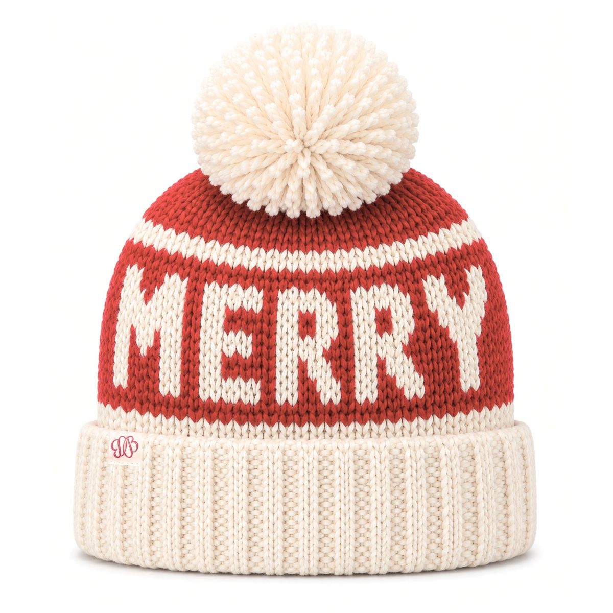 Bits & Bows Junior Unisex Merry Bobble Hat, Red/Ivory