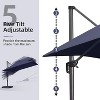 PURPLE LEAF Cantilever Umbrella Left-right Tilting Swivel Square Patio Umbrella Outdoor Offset Aluminum Umbrella with 360°Rotation With Base - 4 of 4