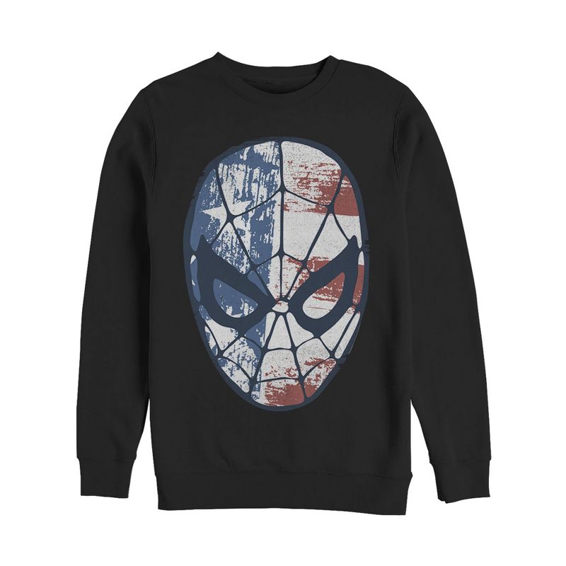 Men's Marvel Fourth of July  Spider-Man American Flag Mask Sweatshirt, 1 of 4