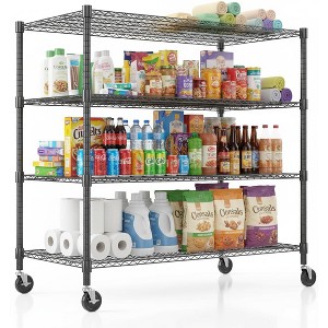 Homdox 4-Tier Heavy Duty Wire Storage Rack with Wheels 48"W x 24"D x 72"H, 2600LBS Adjustable Metal Shelves for Kitchen Garage Pantry - 1 of 4