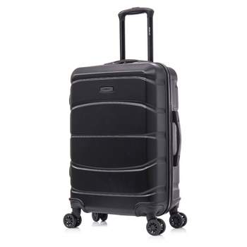 DUKAP Sense Lightweight Hardside Medium Checked Spinner Suitcase - Black