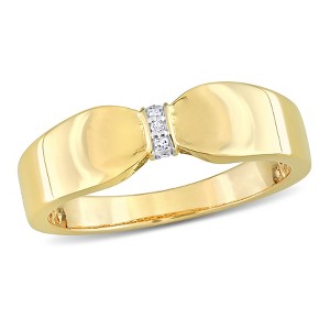EVERLY JEWELRY | Yellow Plated Sterling Silver Diamond Accent Bow-Design Broad Band Ring - 1 of 4