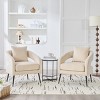 Modern Velvet Barrel Accent Chair with Open Back,Upholstered Armchair with Metal Legs for Living Room,Dining Room-Baofuwish - 3 of 4