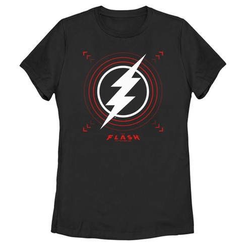 Women s The Flash Large Lightning Bolt Stamp T Shirt Black 2X Large