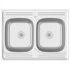 vidaXL Kitchen Sink with Double Basins Silver 31.5"x23.6"x6.1" Stainless Steel - 2 of 4