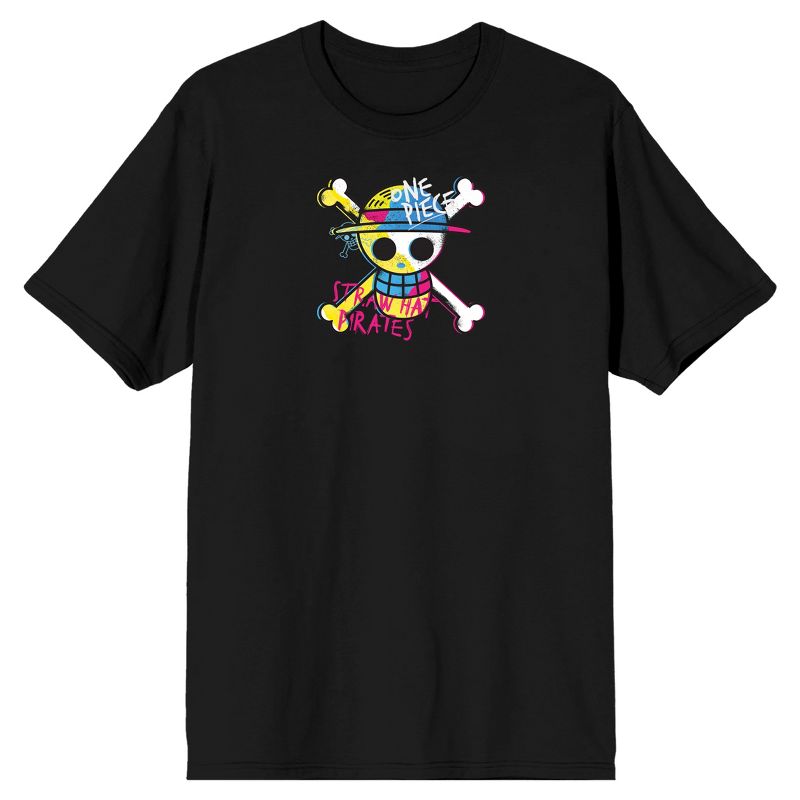 One Piece Live Action Straw Hat Pirates Logo Crew Neck Short Sleeve Black Men's T-shirt, 1 of 5