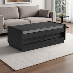 47.2" Coffee Table with Fluted Design & Glass Top - 1 of 4