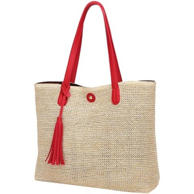 FATMOON Large Straw Bags for Women Straw Travel Beach Totes Bag Shoulder Bag Woven Summer Tote Hobo Bag Handmade Shoulder Bag Handbag