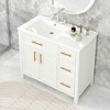 MAYEERTY 36" Bathroom Vanity with Sink Top 2 Doors 3 Drawers Solid Wood MDF White - 3 of 4