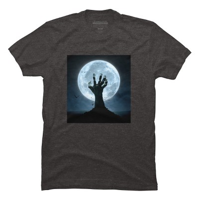 Men's Design By Humans Halloween! Zombie Hand Reaching from Grave T-Shirt By EBCD T-Shirt