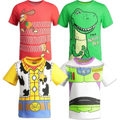 Disney Pixar Toy Story Buzz Lightyear Woody Forky Rex 4 Pack T-Shirts Infant to Big Kid