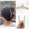 Unique Bargains Women's Faux Crystal Bling Bow Tie Hair Clips and Pins Gold Tone Gray 1 Pc - 3 of 4