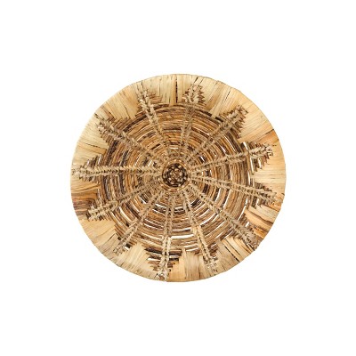 27.5" Round Handwoven Banana Bark/Water Hyacinth Basket Wall Decor Brown - 3R Studios