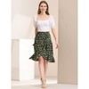 Allegra K Women's Floral Printed Self Tie Knot High-Low Ruffle Hem Wrap Skirt - image 3 of 4