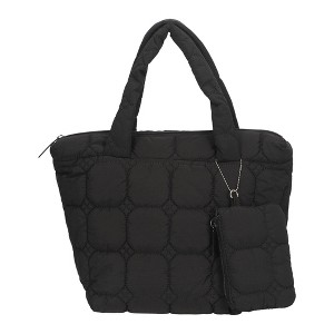 Hynes Eagle Quilted Small Tote Bag, Detachable Coin Purse-Black - 1 of 4