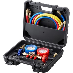 VEVOR AC Gauge Set - 3 Way AC Manifold Gauge Set for R134A R22 R12 R502 Refrigerant, Freon Gauges with 5ft Hoses, Couplers - 1 of 4