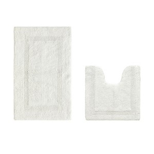 Lux Premium 100% Cotton Tufted Solid Reversible 2 PC Bath Rug Set – Ultra-Soft, Water-Absorbent, Durable, Machine Washable Bathroom Rug - 1 of 4