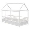 NicBex Twin Size Bed Frame with House Roof Frame,Bed Frame with Fence Guardrails,Pine Sturdy Platform Bed for Bedroom - 4 of 4