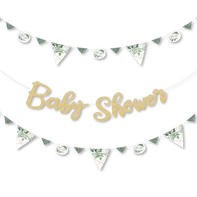 Big Dot of Happiness Boho Botanical Baby - Greenery Letter Decoration - 36 Banner Cutouts and No-Mess Real Gold Glitter Welcome Baby Banner Letters