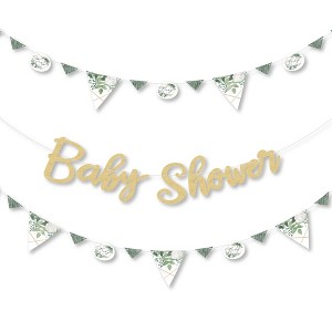 Big Dot of Happiness Boho Botanical Baby - Greenery Letter Decoration - 36 Banner Cutouts and No-Mess Real Gold Glitter Welcome Baby Banner Letters - 1 of 4