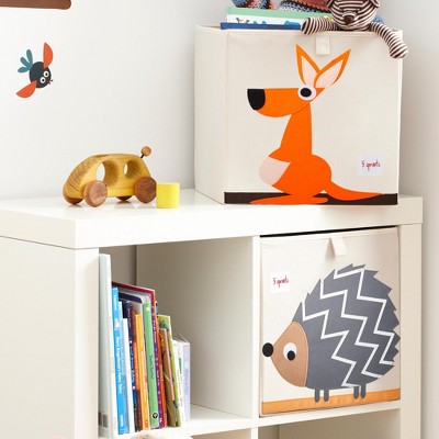 Kangaroo Beige and Orange Fabric Foldable Storage Cube
