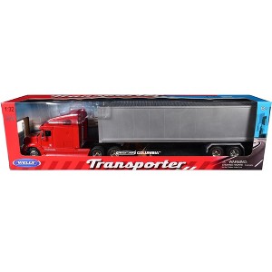 Freightliner Columbia Truck Red with Gray Container 1/32 Diecast Model by Welly - 1 of 3
