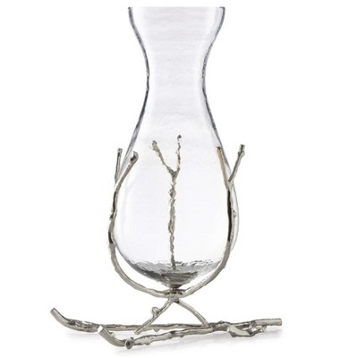 Classic Touch Glass Vase with Silver Twig Base