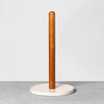 Stoneware & Wood Paper Towel Holder Cream/Brown - Hearth & Hand™ with Magnolia