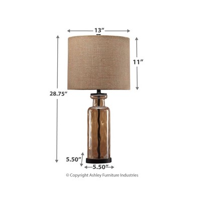 Laurentia Bronze Glass Table Lamp with Burlap Shade