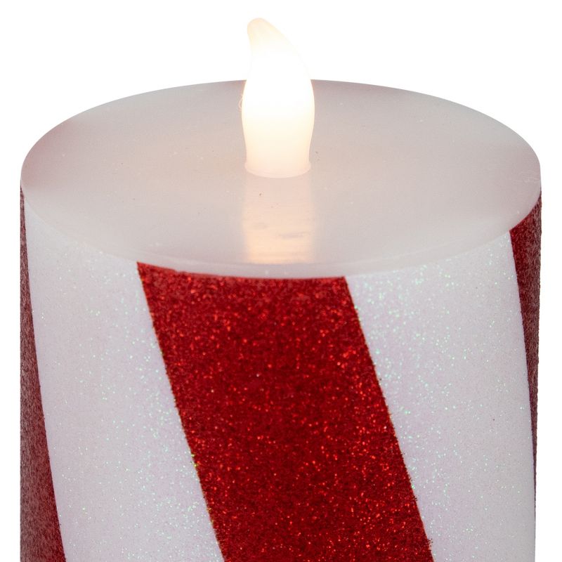 Northlight Set of 3 Candy Cane Stripes Flameless Flickering LED Christmas Wax Pillar Candles 6", 5 of 7