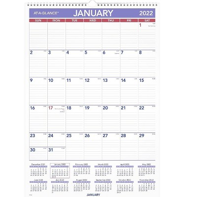 AT-A-GLANCE 2022 22.75" x 15.5" Wall Calendar White PM3-28-22